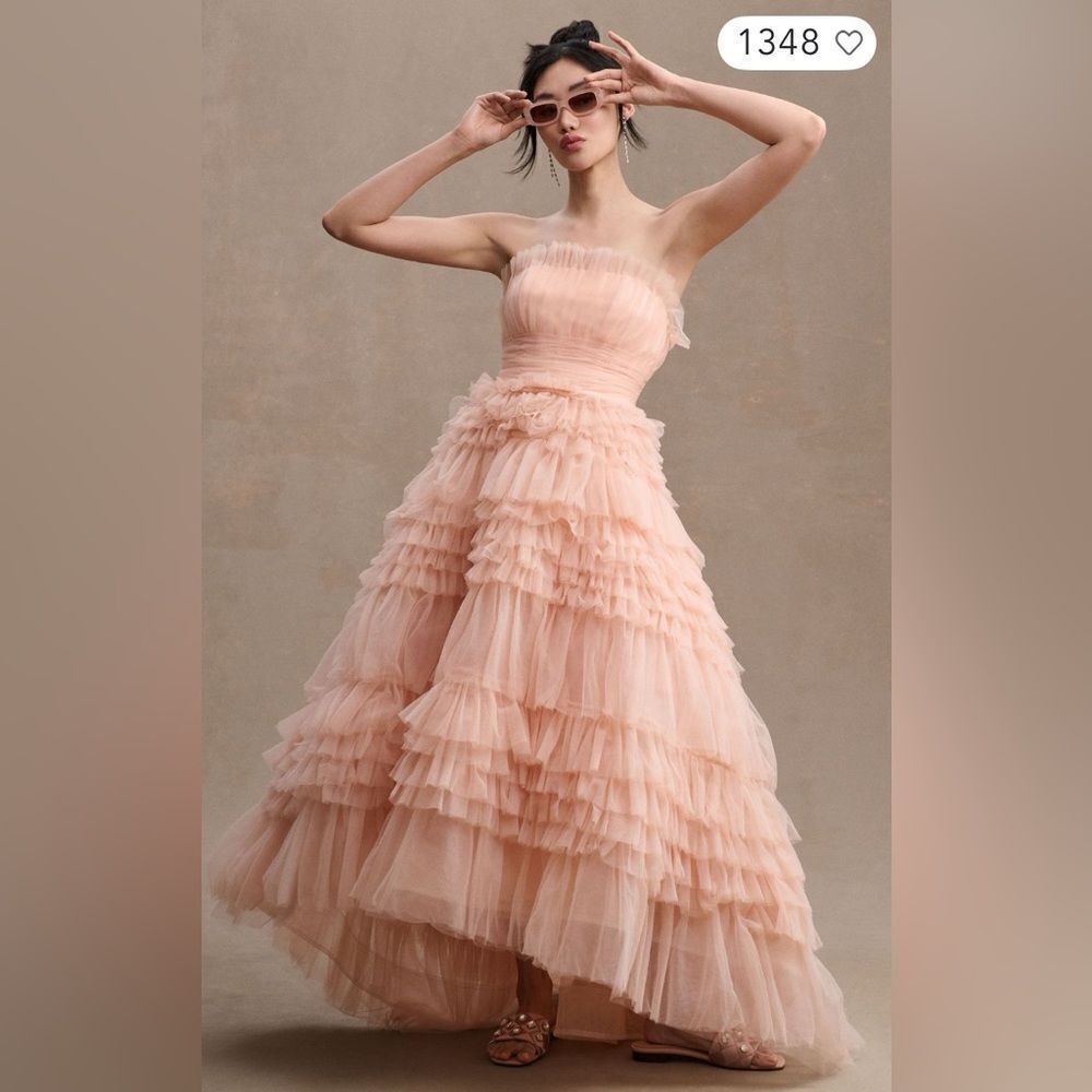 Mac Duggal Tiered Strapless Tulle A-
Line High-Low Gown/ size 0 New - Picture 1 of 10